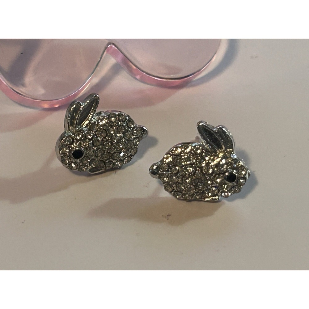 Bunny Rabbit Earrings SMALL Easter NEW - CUTE - 0.5 Inch Bling Glittery